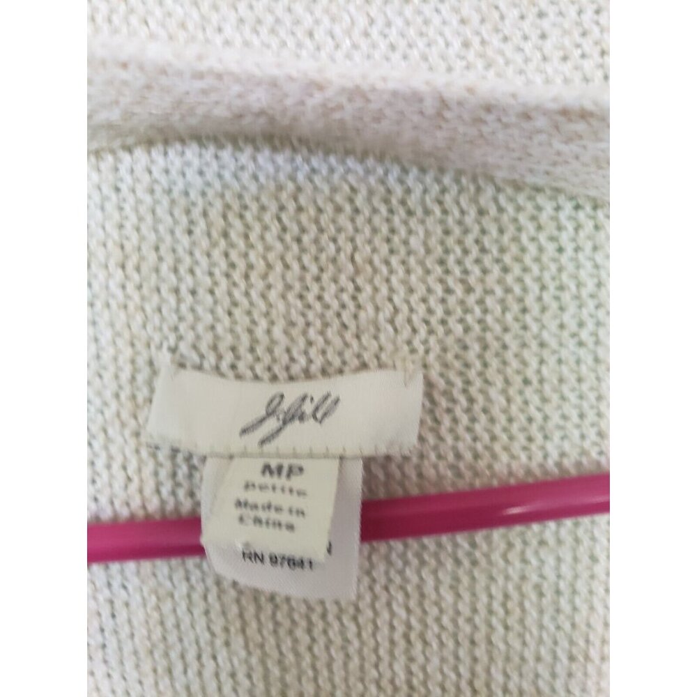 J.Jill Womens Petites MP Cardigan Linen Cotton Blend Beige Open Front 3/4 Sleeve - Picture 6 of 6